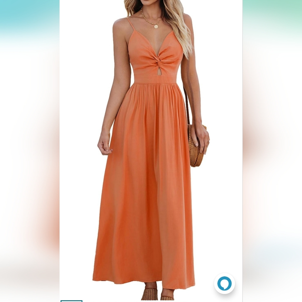 Cupshe Vibrant Orange Maxi Dress womens size small